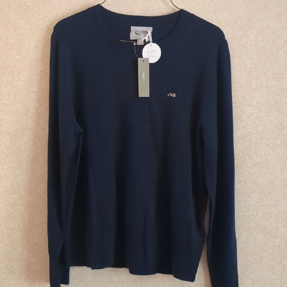 J. Crew Women's Navy Blue Cashmere Crew Neck Sweater